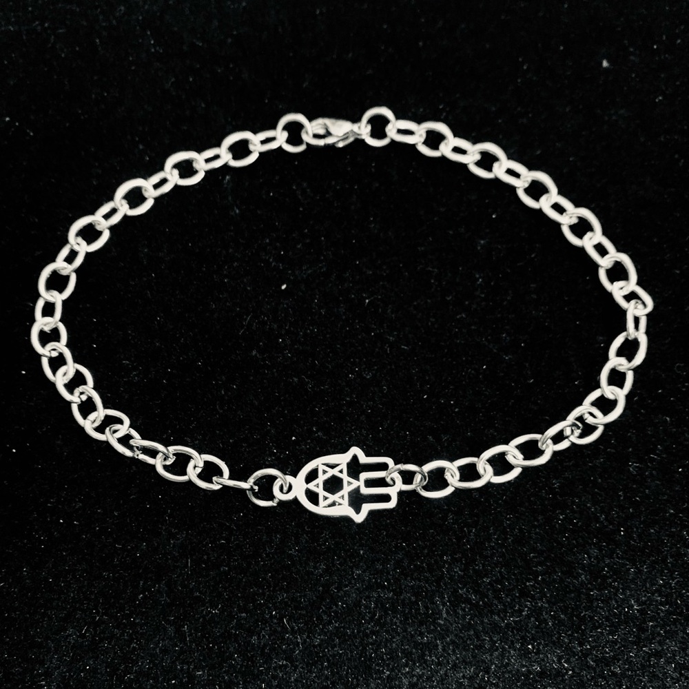 Men’s Hamsa Hand/Star of David chain bracelet